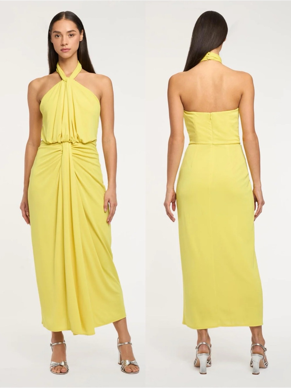 NEW NWT Cinq A Sept Kaily Halterneck Midi Dress In Starfruit
